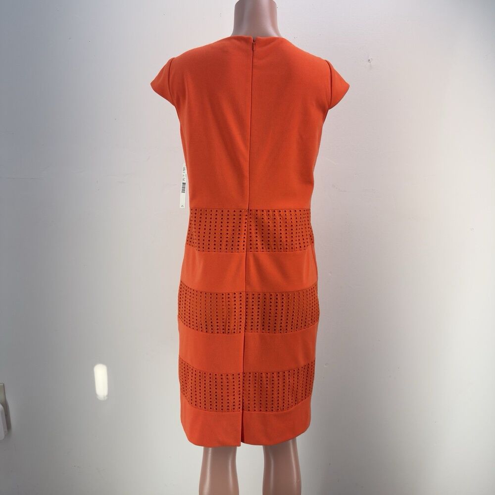 New Preston & York Sheath Women Dress Size 8 Stretch Orange Sleeveless - Picture 4 of 16